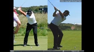 Jon Rahm golf swing  Long Iron faceon amp downtheline July 2017 [upl. by Anitsirt]