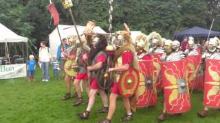 Roman Reenactment at the Amphitheatre in Caerleon Marching In [upl. by Ellennahc]