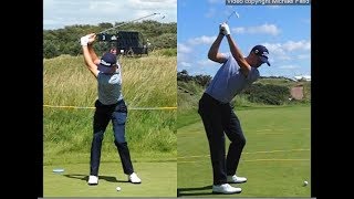 Justin Thomas golf swing  Long Iron faceon amp downtheline July 2017 [upl. by Platt]